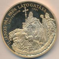 Bognár György (1944-) 1991. "II. János Pál pápa látogatása - Esztergom" aranyozott Br pief...
