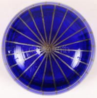 Kobalt kék ékszeres dobozka, kézzel festett, hibátlan, d:7 cm