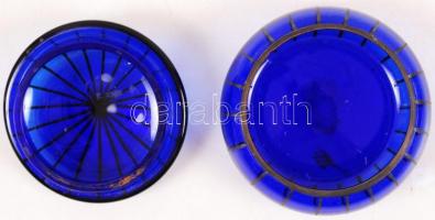 Kobalt kék ékszeres dobozka, kézzel festett, hibátlan, d:7 cm