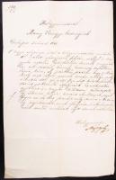 1848. 06. 03. Mészáros Lázár (1796-1958) hadügyminiszter saját kézzel aláírt Moson  megyének, melybe...