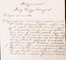 1848. 06. 03. Mészáros Lázár (1796-1958) hadügyminiszter saját kézzel aláírt Moson  megyének, melybe...