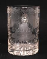 Máriacelli füles emlék pohár, sav maratott, hibátlan, m:9 cm