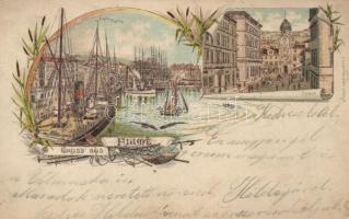 1899 Fiume, Hafen, Corso, floral litho (EK)