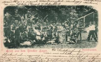 1899 Lajtabruck, Bruck and der Leitha; Brucker Lager, Gewehrputzen / weapon cleaning (EK)