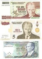 Törökország 13 klf modern bankjegy T:I