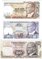 Törökország 13 klf modern bankjegy T:I