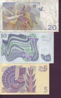 Svédország 1970. 3 klf modern bankjegy T:I,II