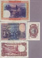 Spanyolország 1925-1970. 4 klf bankjegy T:II,III