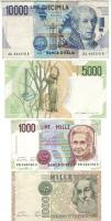 Olaszország 4 klf db modern bankjegy + osztrák megsz. Velencében 4 klf db T:I,II,III/IV