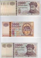 1998. 2000Ft forgalmi CA,CB,CD,CE,CF + 2000. 2000Ft forgalmi "Milleneum" MM + 2002. 2000Ft forgalmi CA,CB + 2003. 2000Ft forgalmi CA + 2004. 2000Ft forgalmi CA,CB,CC,CD + 2005. 2000Ft forgalmi CB T:I 1998. 2000Ft Minta T:I- + 2000. 2000Ft "Milleneum" Minta T:I + 2002,2003,2004,2005. 2000Ft Minta T:I