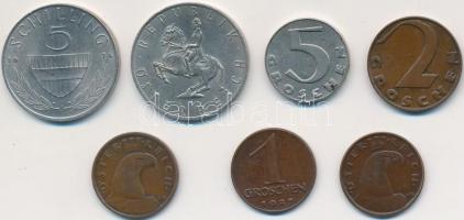 Ausztria 1926-1929. 1Gr (3x) + 1929. 2Gr + 1931. 5Gr + 1971-1974. 5Sch Ag (2x) T:2
Austria 1926-1929...