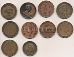 10db magyar városok témájú bronz emlékérem, közte Jászberény, Debrecen, Esztergom T:1,2