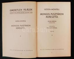 3 db utazással kapcsolatos könyv-Montell, Gösta: Mongol pusztákon keresztül. Bp., Athenaeum; Cholnok...