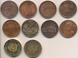 10db különféle "Magyar Éremgyűjtők Egyesülete" bronz emlékérem, közte tokosak is T:1,2