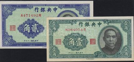 Kína/Central Bank 1940. 10c,20c T:I