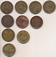 10db különféle "Magyar Éremgyűjtők Egyesülete" bronz emlékérem T:1,2