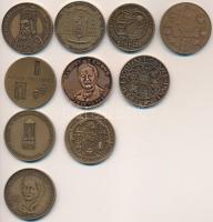 10db magyar városok témájú bronz emlékérem, közte Nagykanizsa, Eger, Szeged T:1,2