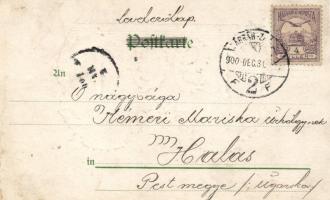 1901 New Year, floral litho