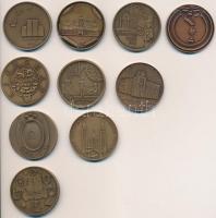10db különféle "Szeged" városi bronz emlékérem T:1,2