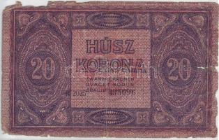1919. 20K II.kiadás, hátlapon sor- és sorozatszám extrém felcsúszva! T:IV