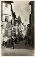Bolzano, Bozen; Via Museo / street, Cafe Giulio Meinl, photo shop, furriery, laundry 	 