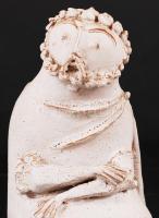 Török János (1932-1996): Gondolkodó. Mázas kerámia, jelzett, hibátlan, m:21 cm