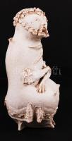 Török János (1932-1996): Gondolkodó. Mázas kerámia, jelzett, hibátlan, m:21 cm
