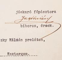 Serédi Jusztinián (1884-1945) által aláírt gépelt levél