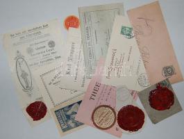 14 db klf reklám nyomtatvány: számolócédula, pecsét, levelezőlap