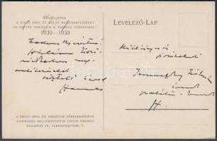 Hamvas Endre (1890-1970) kalocsai érsek által saját kezűleg írt képeslap