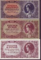 1945/46. 500P, 1000P, 10.000P, 100.000P, 100.000P kék, 1000.000P, 10.000.000P, 100.000.000P, 1000.000.000P, 10.000.000Milp., 100.000.000Milp. mindegyik: Minta perf.-val és "00" számozással + 1946. 1000.000Milp., 10.000.000Milp., 100.000.000Milp., 1000.000.000Milp., 10.000B.-pengő, 100.000B.-pengő, 1000.000B.-pengő, 10.000.000B.-pengő, 100.000.000B.-pengő, 1000.000.000B.-pengő zöld mindegyik: minta perf.