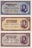 1945/46. 500P, 1000P, 10.000P, 100.000P, 100.000P kék, 1000.000P, 10.000.000P, 100.000.000P, 1000.00...