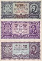 1945/46. 500P, 1000P, 10.000P, 100.000P, 100.000P kék, 1000.000P, 10.000.000P, 100.000.000P, 1000.00...