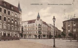 Gorzów Wielkopolski, Landsberg an der Warthe; Bismarckstrasse, Schönhofstrasse / street corner