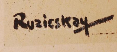 Ruzicskay György (1896-1993): Kiüzetés. Algrafia, papír, jelzett az algrafián, 31 x 23 cm