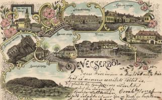 1899 Devecser, Somlyói várrom, Gróf Esterházy-várkastély, floral litho; Rosenberg Zsigmond kiadása