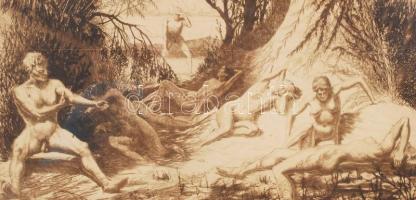 Franz Wimmer (1892-1974): Erinnerung an das Paraise. Rézkarc, papír, jelzett, üvegezett keretben, 29...