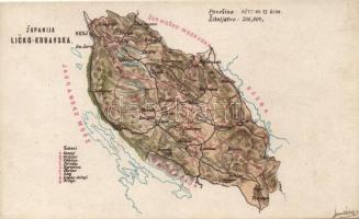 Lika-Korbava vármegye / Zupanija Licko-Krbavska; county map (r)