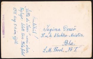 1915 A Pola felett lelőtt Citta di Jessi olasz léghajó. Fotólap / Photo card. Citta di Jessi militar...