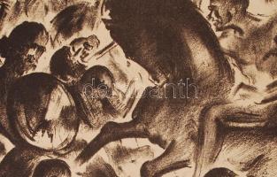 Ruzicskay György (1896-1993): Csata. Algrafia, papír, jelzett az algrafián, 31 x 23 cm