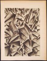 Ruzicskay György (1896-1993): A város. Algrafia, papír, jelzett az algrafián, 31 x 23 cm
