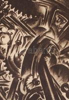 Ruzicskay György (1896-1993): Fogaskerekek. Algrafia, papír, jelzett az algrafián, 31 x 23 cm