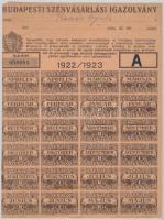 Budapest 1922-1923. 050083 számú Budapesti Szénvásárlási Igazolvány az Országos Szénbizottságtól, szelvényekkel T:3