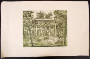 Varga Mátyás (1910-2002): Balatonfüred. Rézkarc, papír, jelzett, 24×30 cm