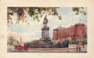 Naples, Napoli; Piazza Municipio / square, statue, automobile s: A. Danesi (fl)