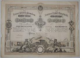 1868 "Nyitrai kiviteli gőzmalom Részvénytársulat" részvénye 200 Ft-ról T: IV RR!!