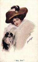 My pet Lady in fur with dog, B.K.W.I. Nr. 259/2 s: Horace Middleton