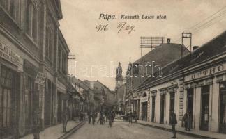 Pápa, Kossuth Lajos utca, Otthon kávéház, Haas Miksa mészáros és Braun Miksa szabó kereskedései