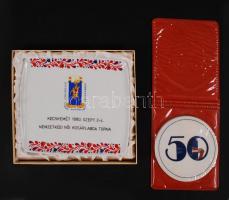 Kecskemét 1980 Nemzetközi Női Kosárlabda Torna porcelán díj, MKSZ 1933-1983 50 Emlék porcelán plakett, hibátlan, d: 12 cm és 17x20 cm