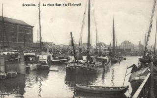 Brussels, Bruxelles; Le vieux Bassin a lEntrepot / port ships, boats (Marie) (fl)